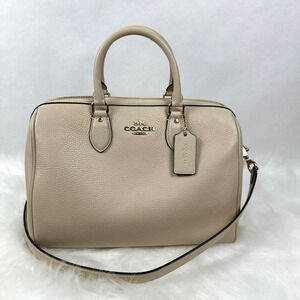 Coach Rowan Large Satchel Bag Crossbody CV960 In Leather/Gold/Ivory NWT